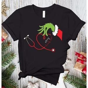 Grinch Nurse Christmas Shirt Nurse Stethoscope Shirt Merry Grinchmas Shirt